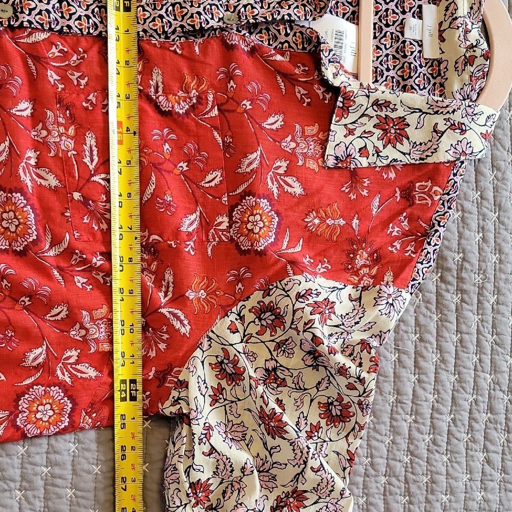 J. Jill Red and Cream Floral Women's Shirt, New With Tag - Picture 8 of 10